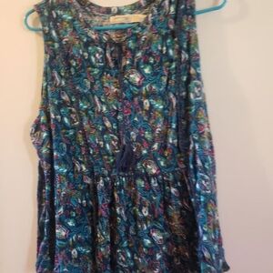 Womens faded glory teal floral peasant shirt xxlarge